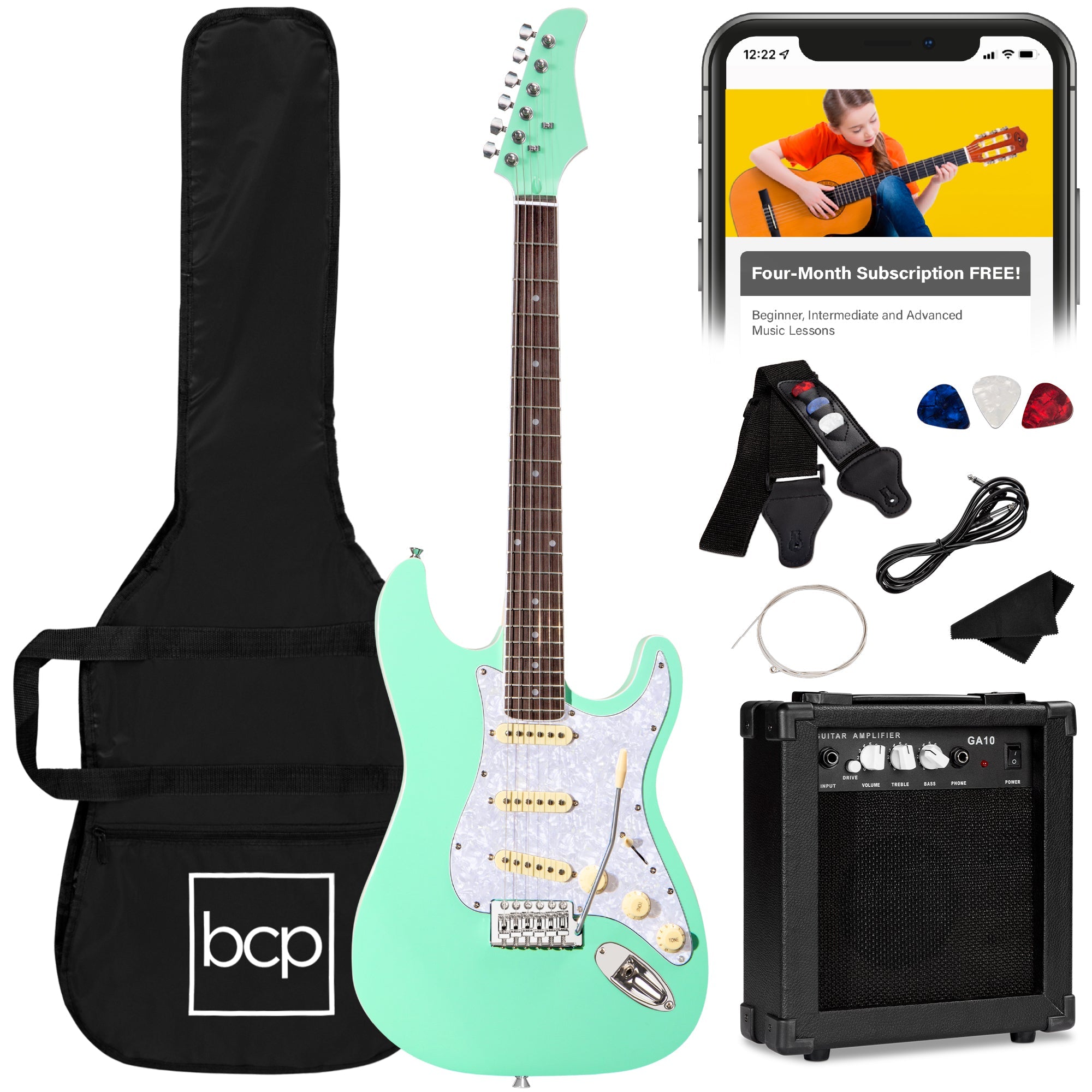 Beginner Electric Guitar Kit w/ Case 10W Amp Tremolo Bar - 39in