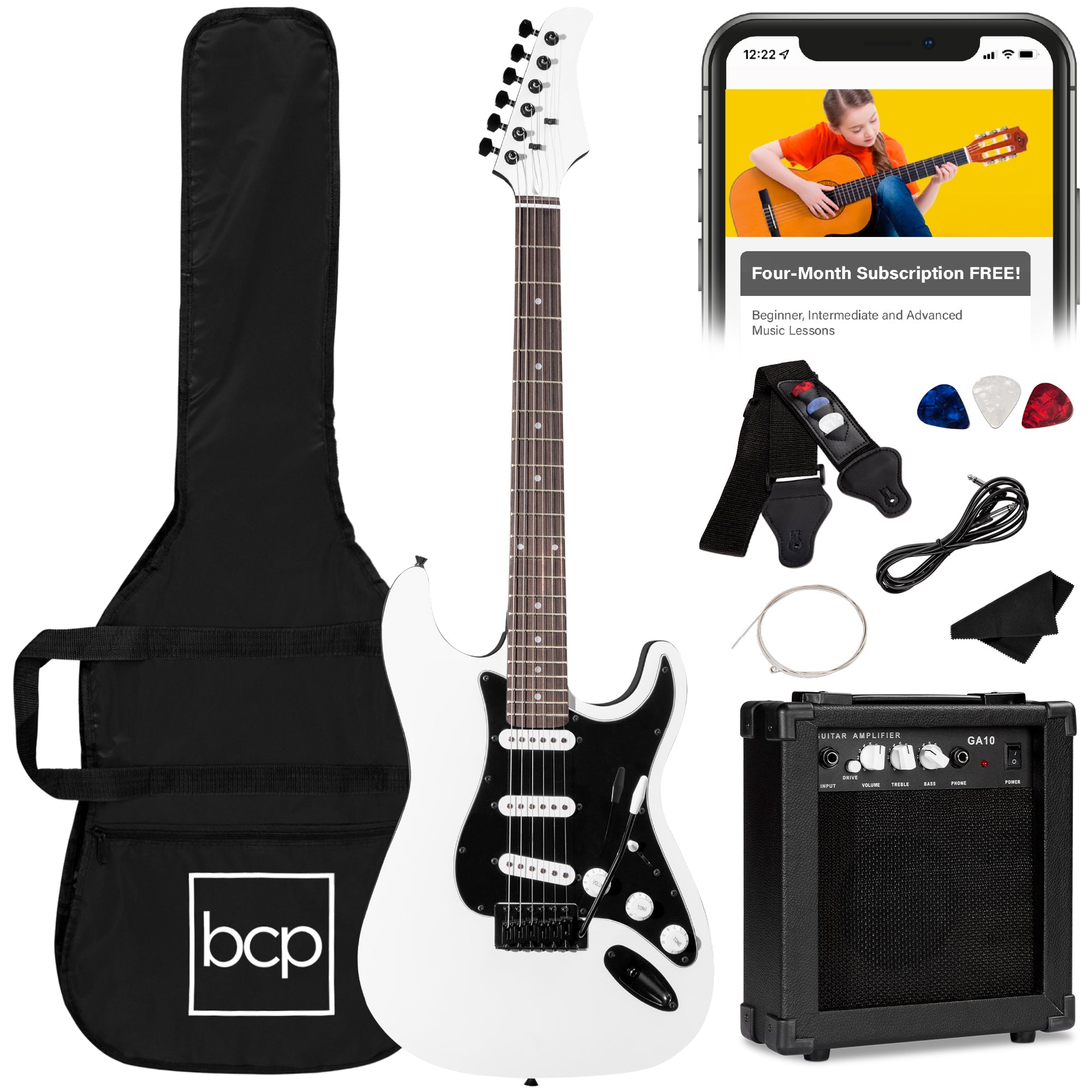 Beginner Electric Guitar Kit w/ Case 10W Amp Tremolo Bar - 39in