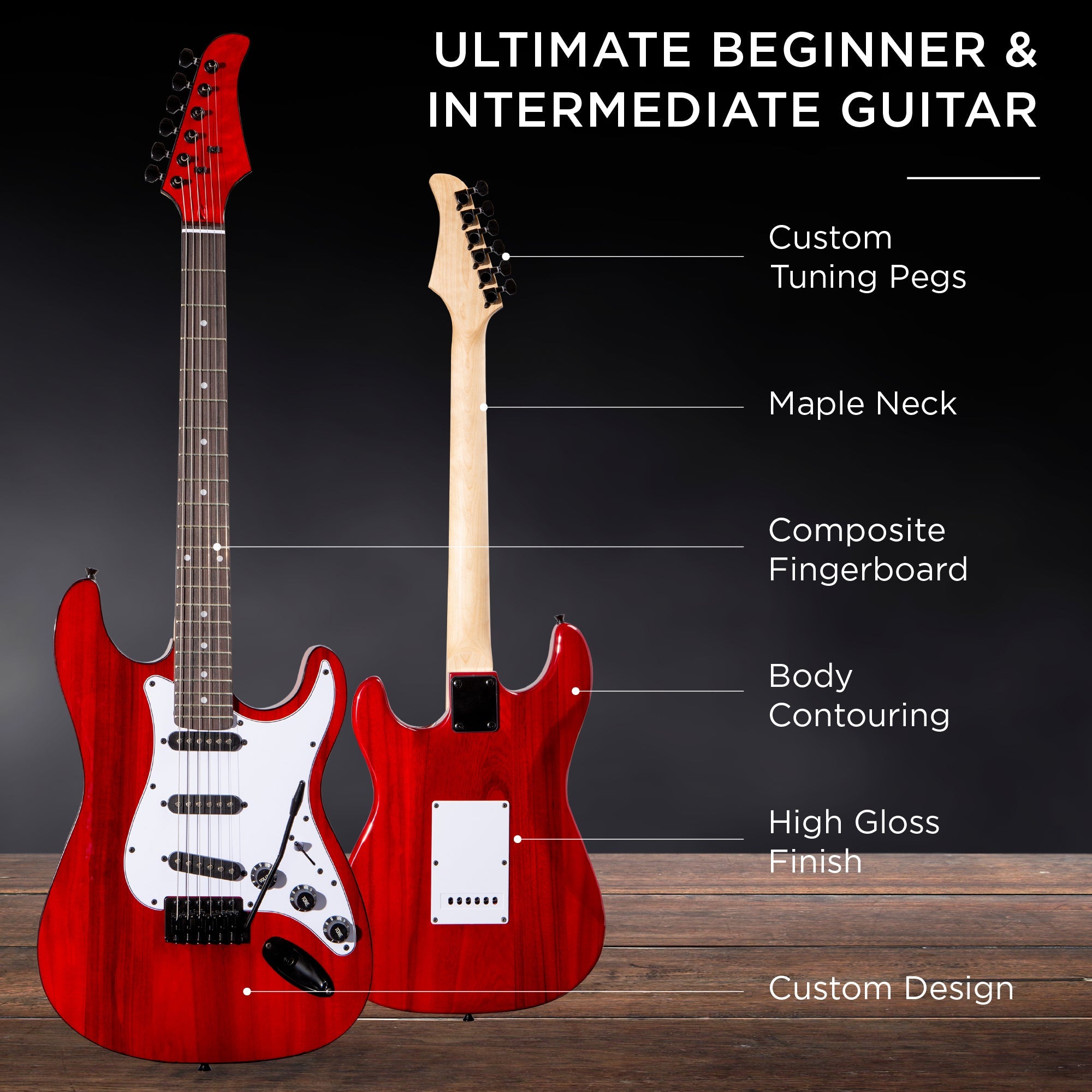 Beginner Electric Guitar Kit w/ Case 10W Amp Tremolo Bar - 39in