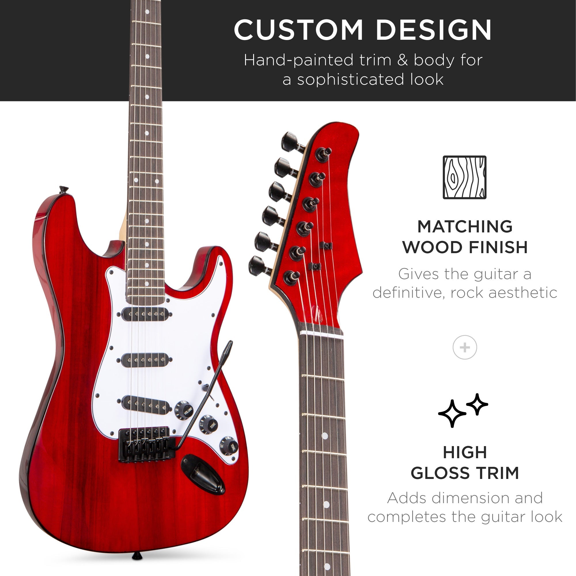 Beginner Electric Guitar Kit w/ Case 10W Amp Tremolo Bar - 39in