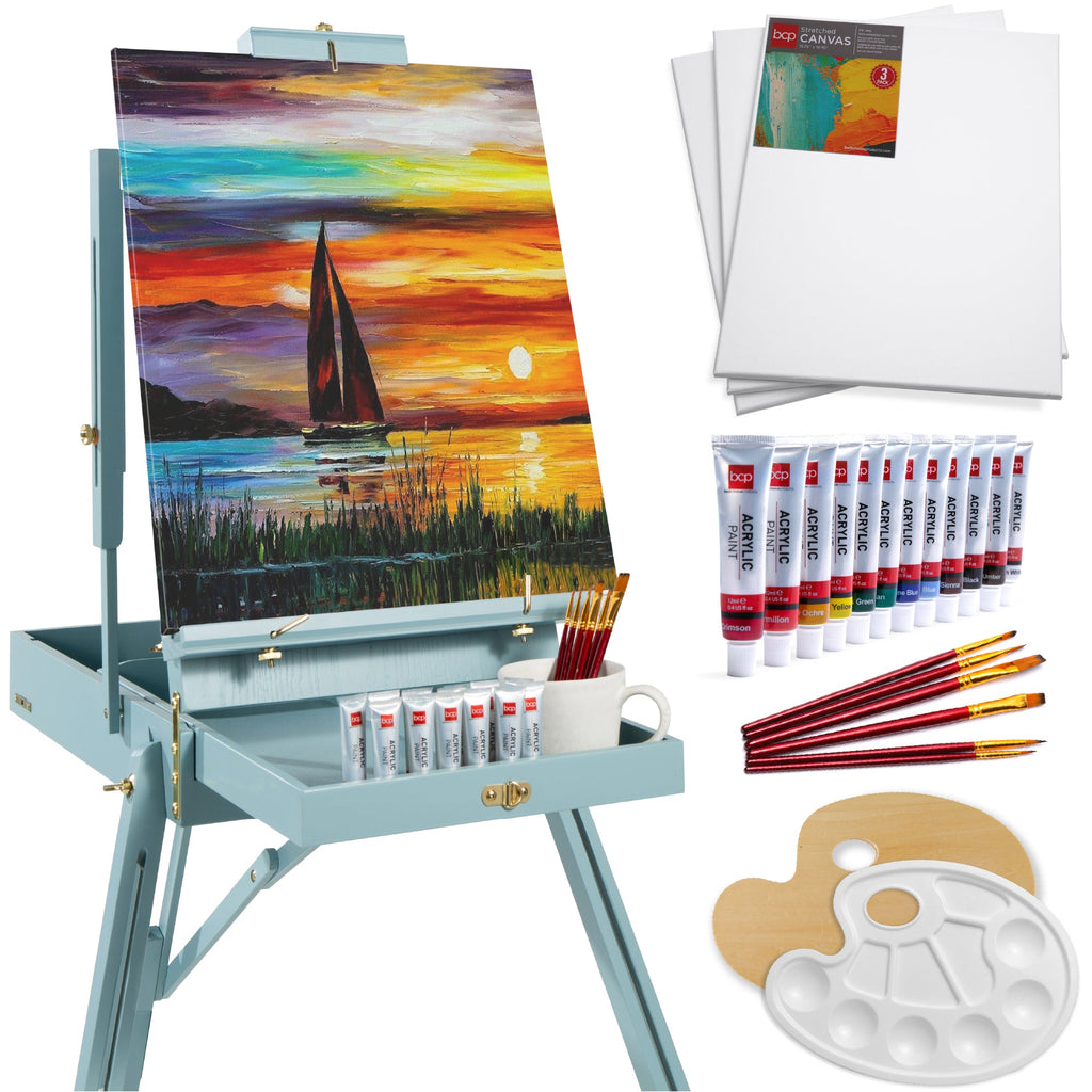 Art Easel for Painting Portable Adjustable Tripod with 32-Piece Art Set
