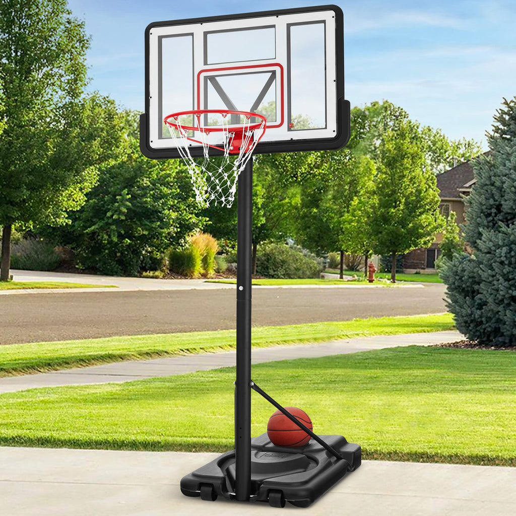 Adjustable Regulation-Size Basketball Hoop w/ Fillable Base 2 Wheels