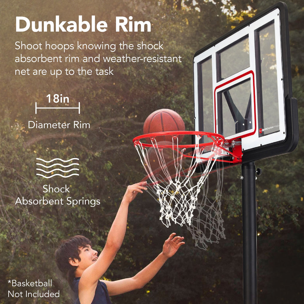 Adjustable Regulation-Size Basketball Hoop w/ Fillable Base 2 Wheels