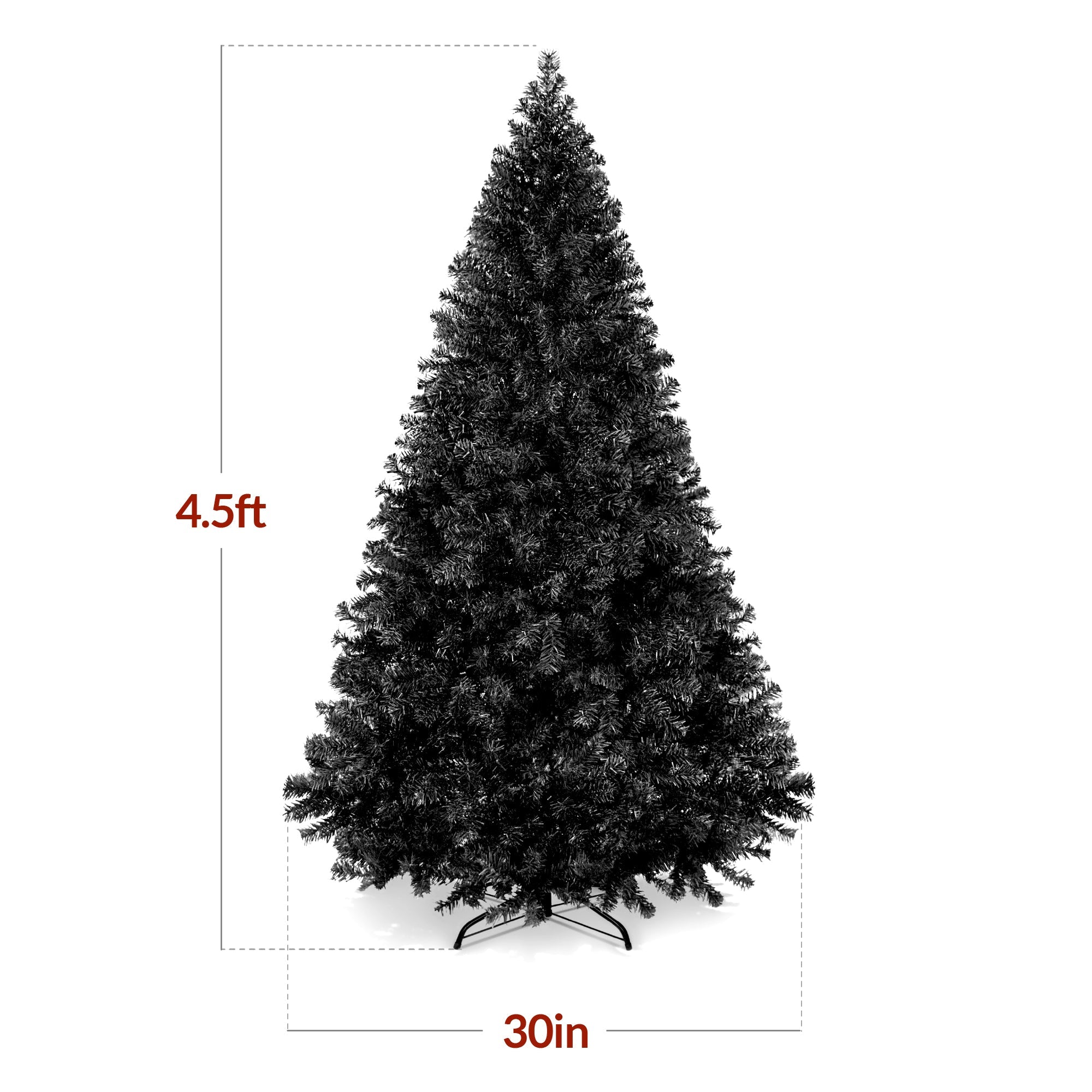 Artificial Black Christmas Tree Unlit Pine Design w/Easy Assembly