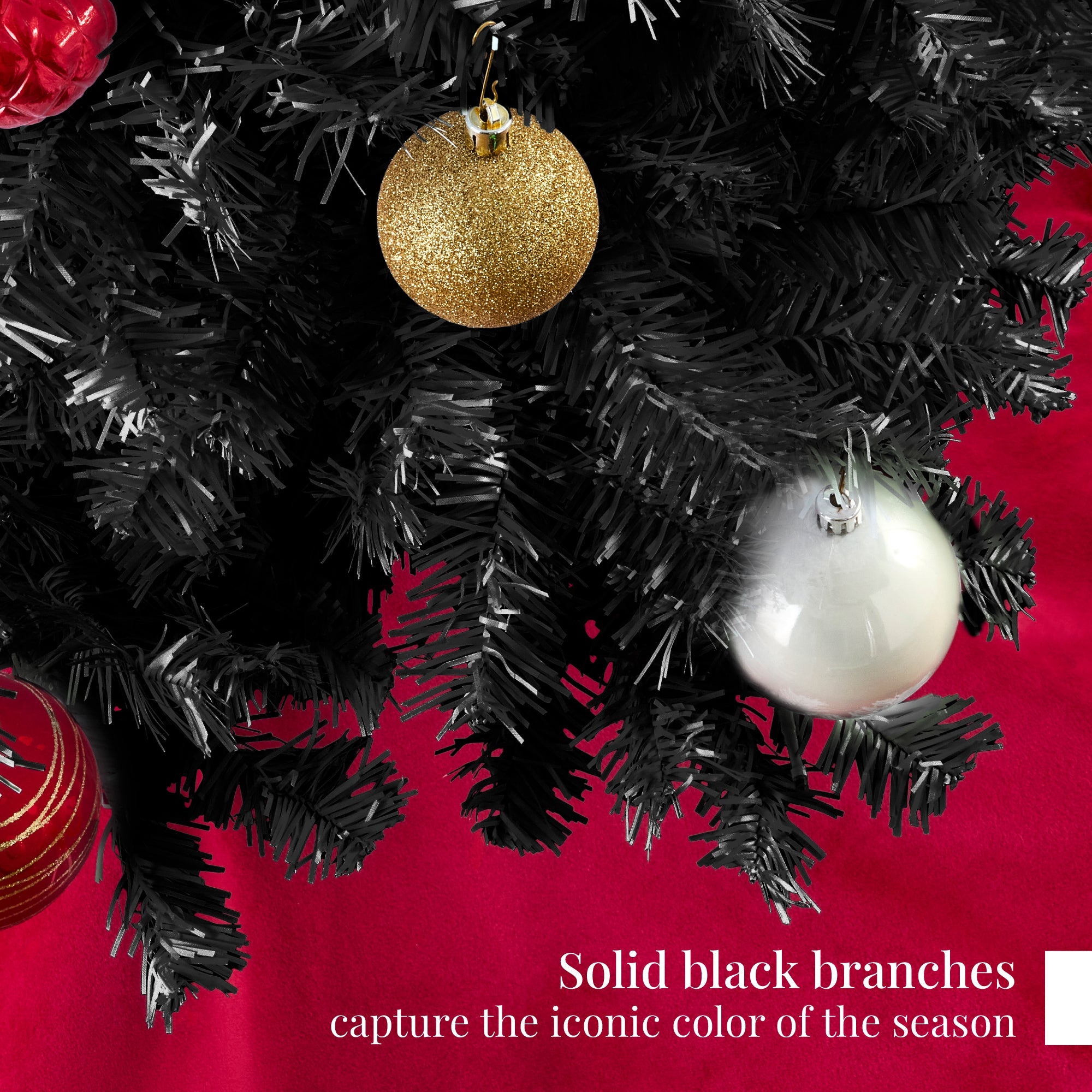 Artificial Black Christmas Tree Unlit Pine Design w/Easy Assembly