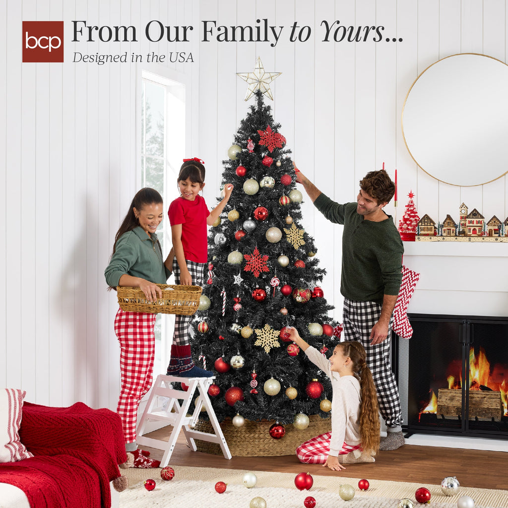 Artificial Black Christmas Tree Unlit Pine Design w/Easy Assembly