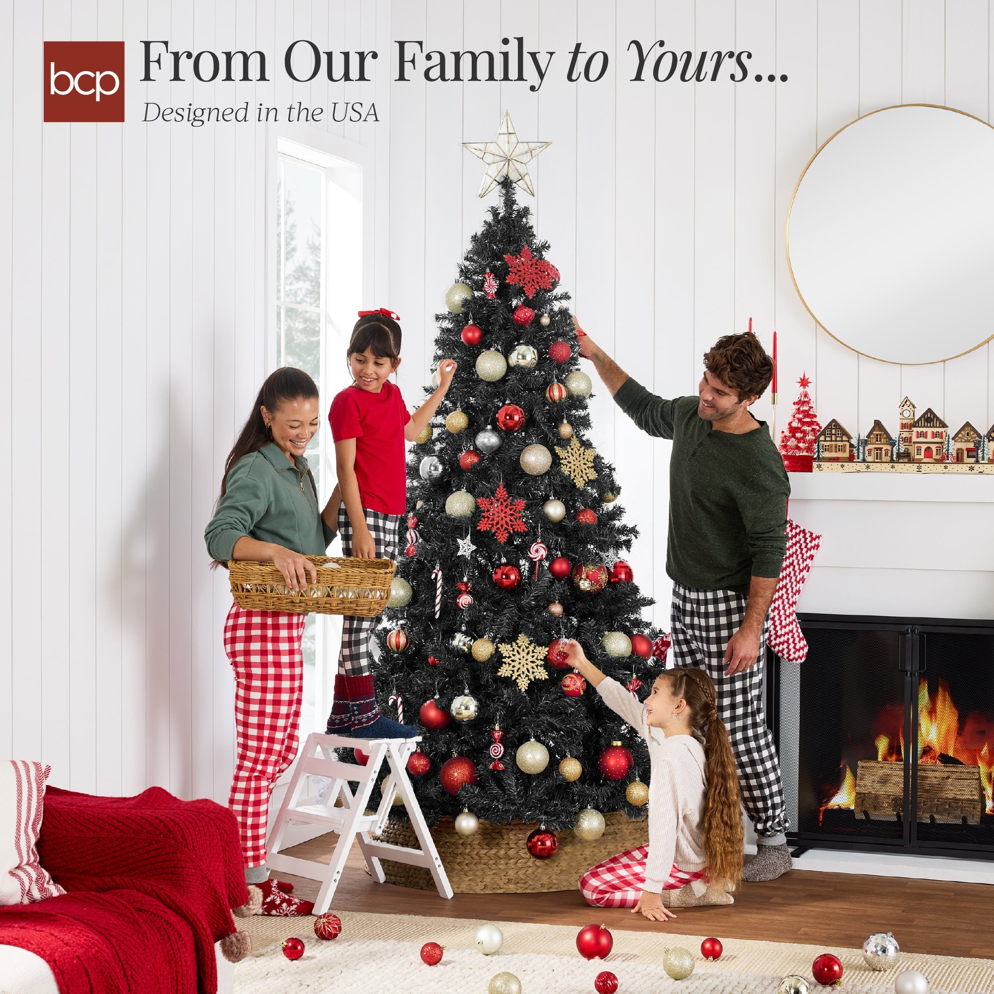 Artificial Black Christmas Tree Unlit Pine Design w/Easy Assembly