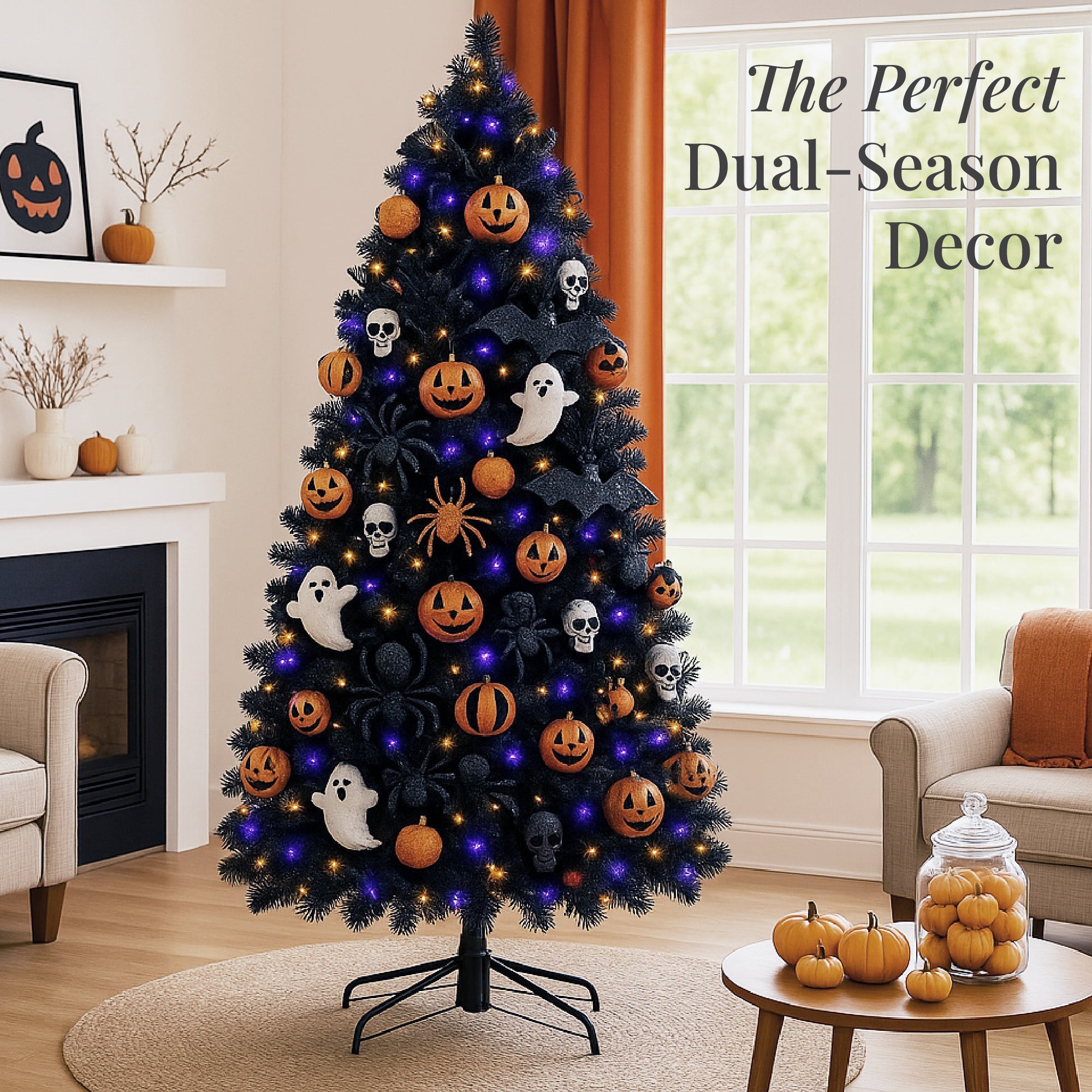 Artificial Black Christmas Tree Unlit Pine Design w/Easy Assembly