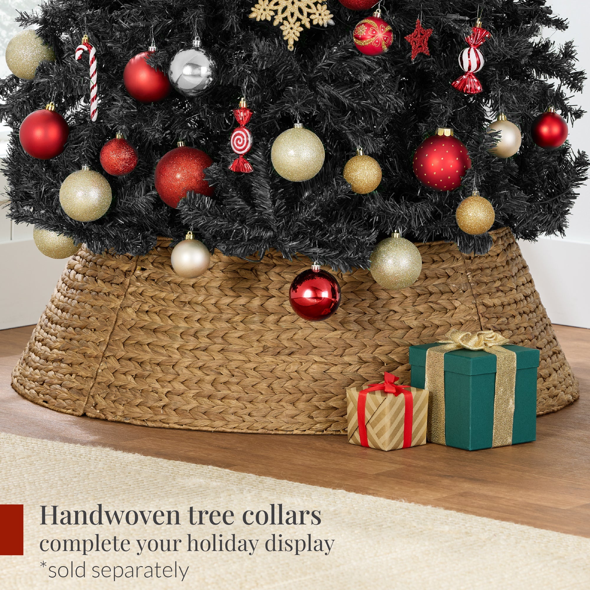 Artificial Black Christmas Tree Unlit Pine Design w/Easy Assembly