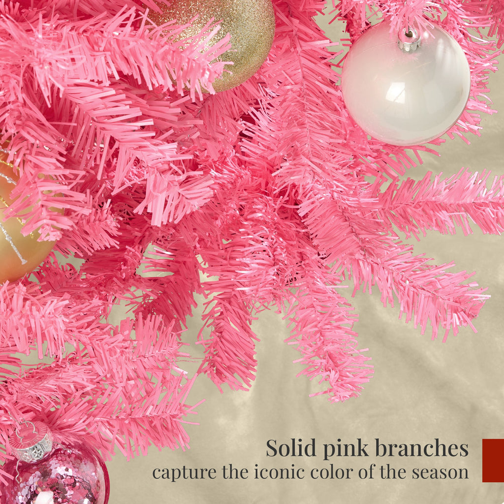 Artificial Pink Christmas Tree Unlit Pine Design w/Easy Assembly