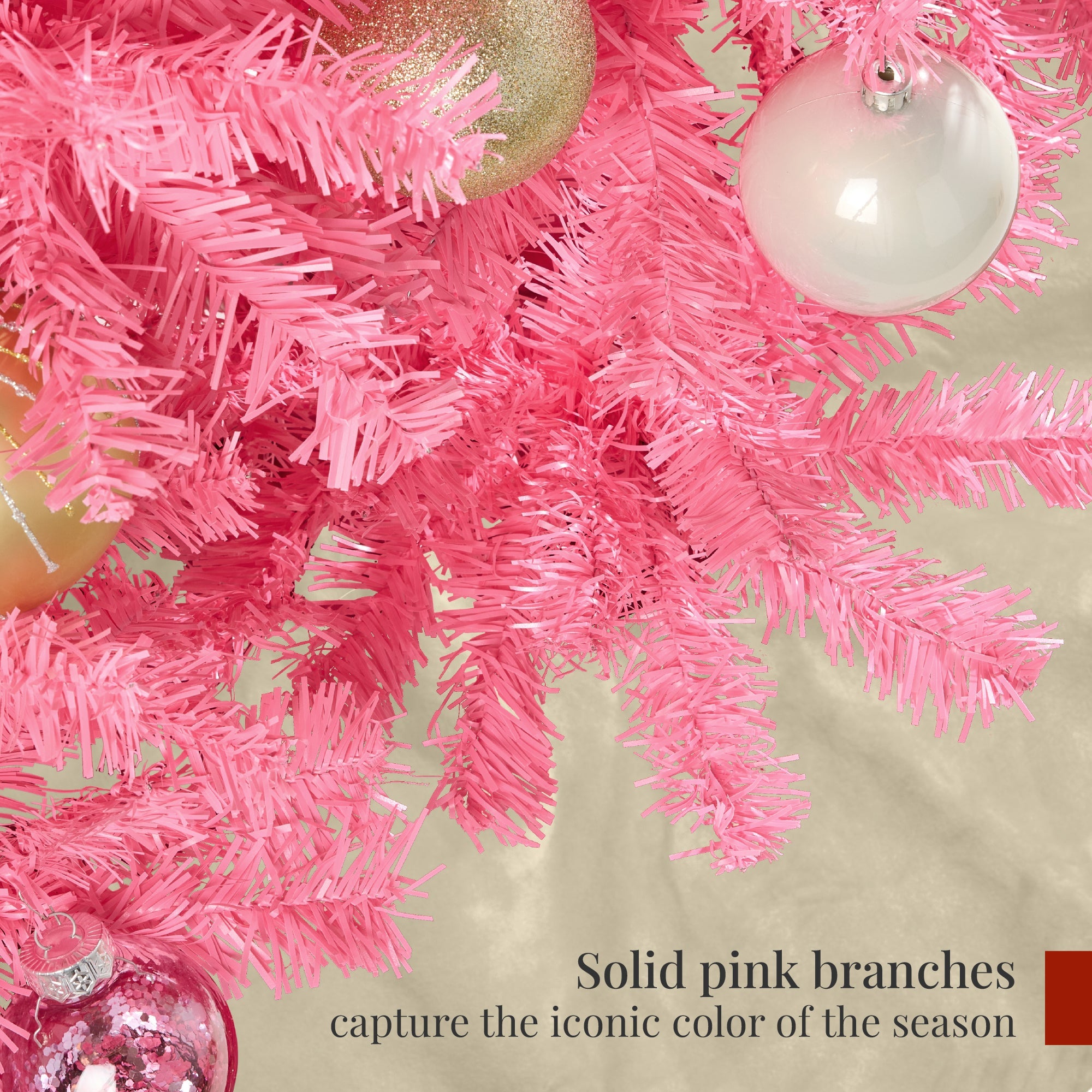 Artificial Pink Christmas Tree Unlit Pine Design w/Easy Assembly