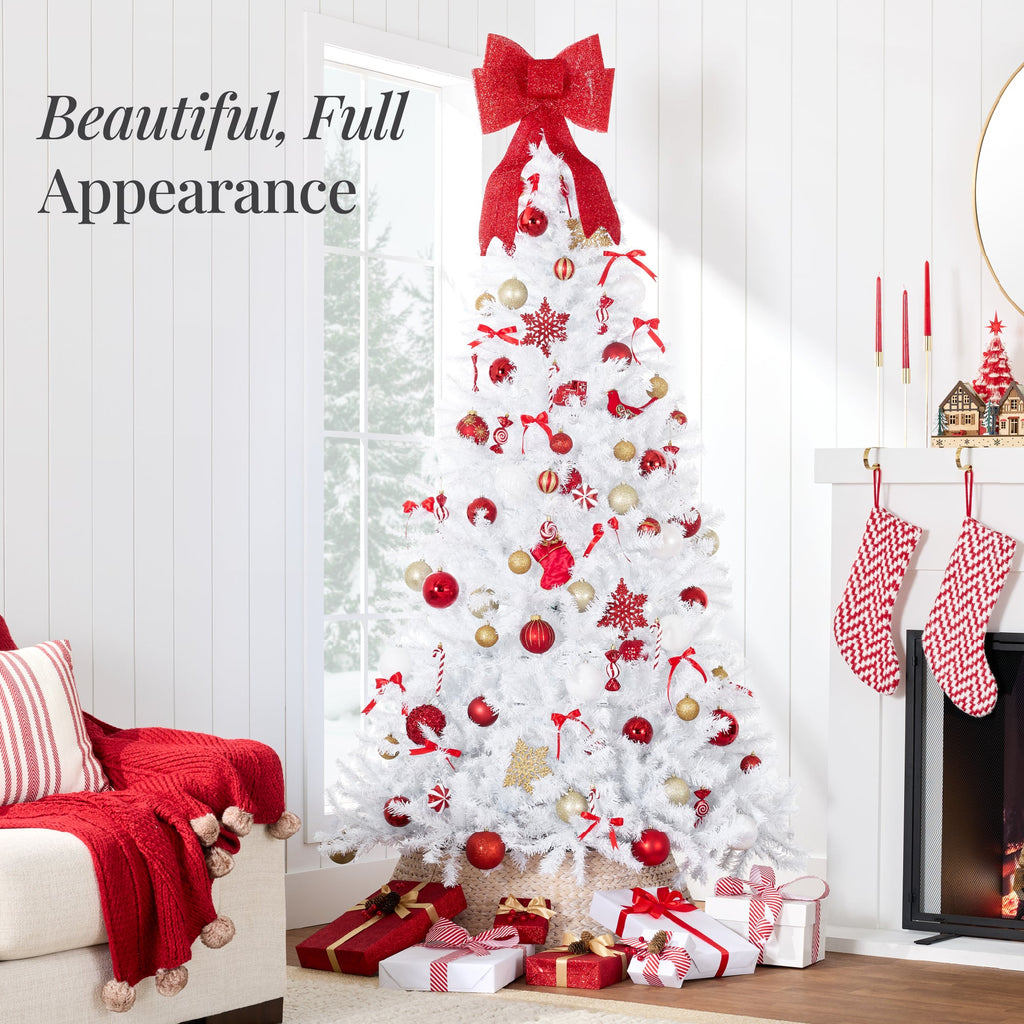 Artificial White Christmas Tree Unlit Pine Design w/Easy Assembly
