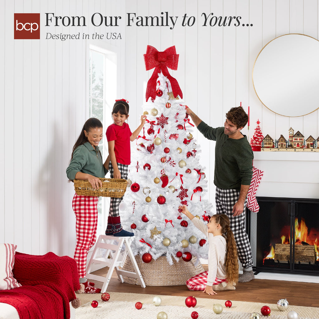 Artificial White Christmas Tree Unlit Pine Design w/Easy Assembly