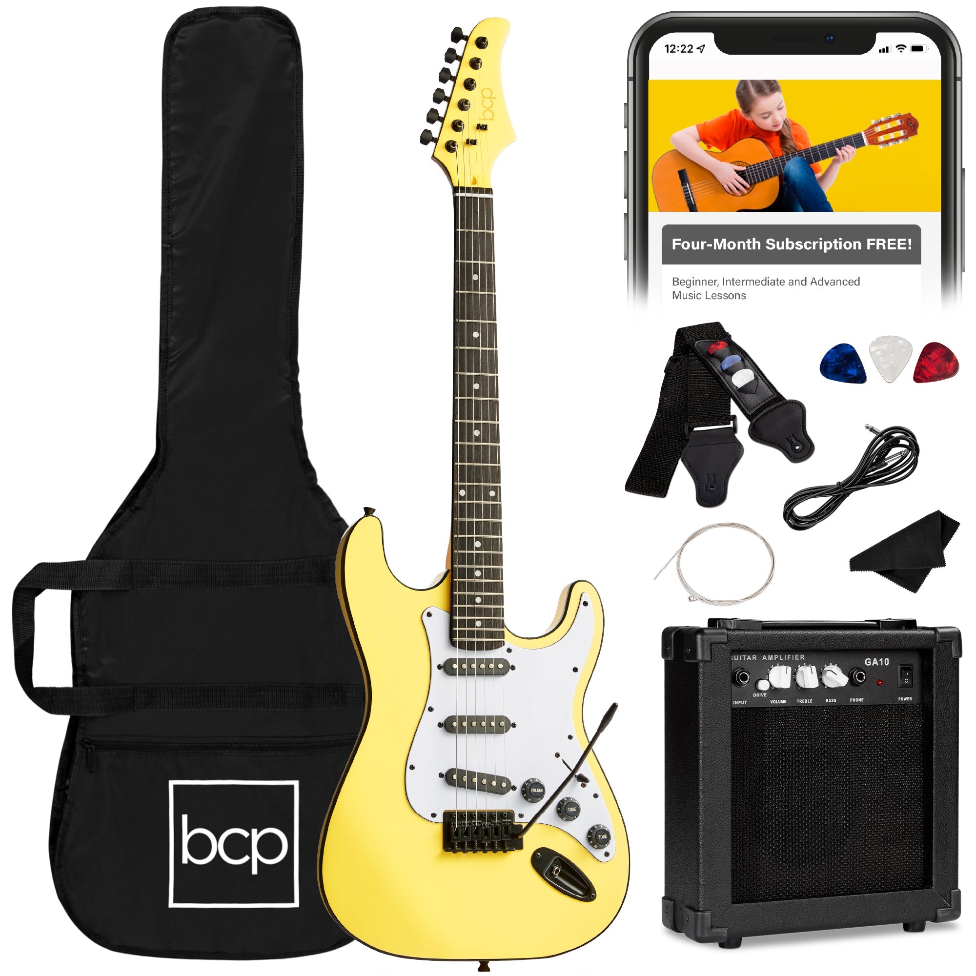 Beginner Electric Guitar Kit w/ Case 10W Amp Tremolo Bar - 39in