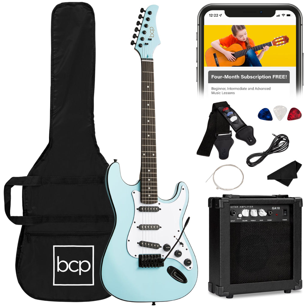 Beginner Electric Guitar Kit w/ Case 10W Amp Tremolo Bar - 39in