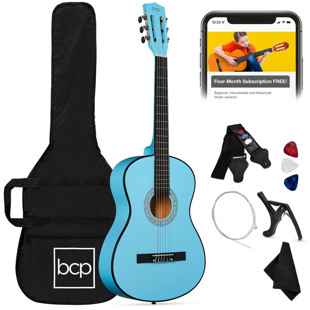 Beginner Acoustic Guitar Set w/ Case Strap Extra Strings - 38in