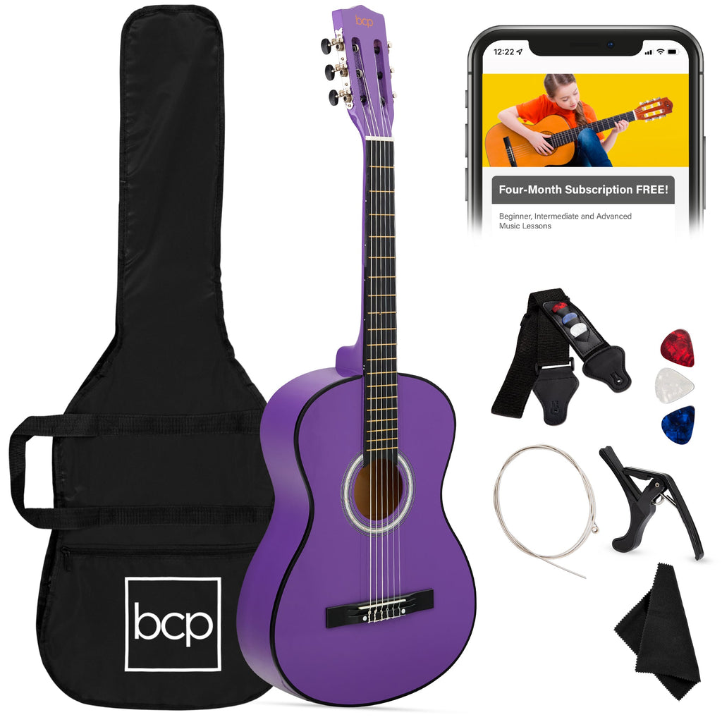 Beginner Acoustic Guitar Set w/ Case Strap Extra Strings - 38in