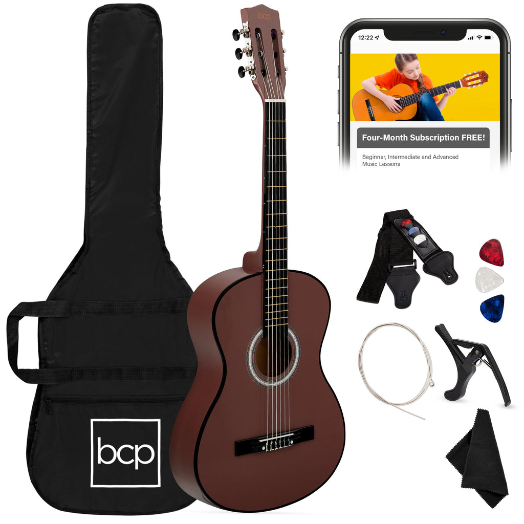 Beginner Acoustic Guitar Set w/ Case Strap Extra Strings - 38in