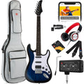 Beginner Electric Guitar Kit w/ Headphone Amp Padded Gig Bag Headphones