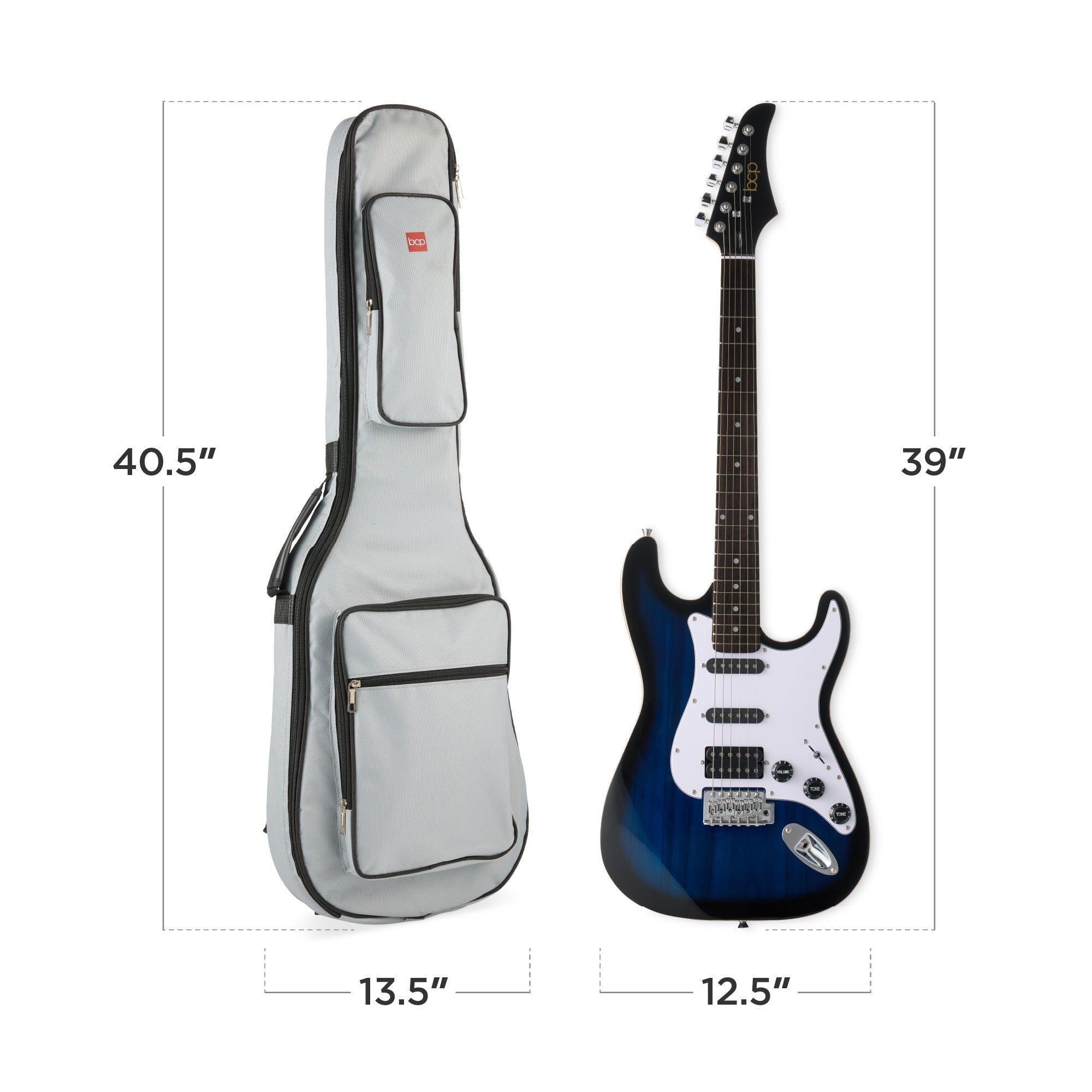 Beginner Electric Guitar Kit w/ Headphone Amp Padded Gig Bag Headphones