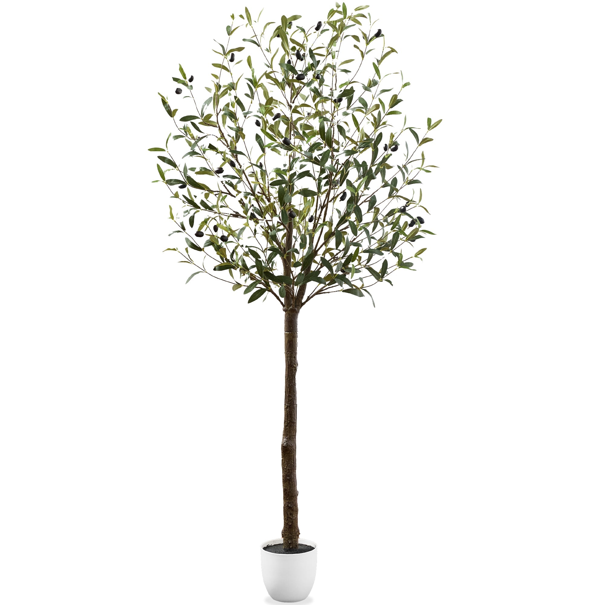 Artificial Olive Tree Lifelike Faux Tree w/ White Pot Decorative Olives