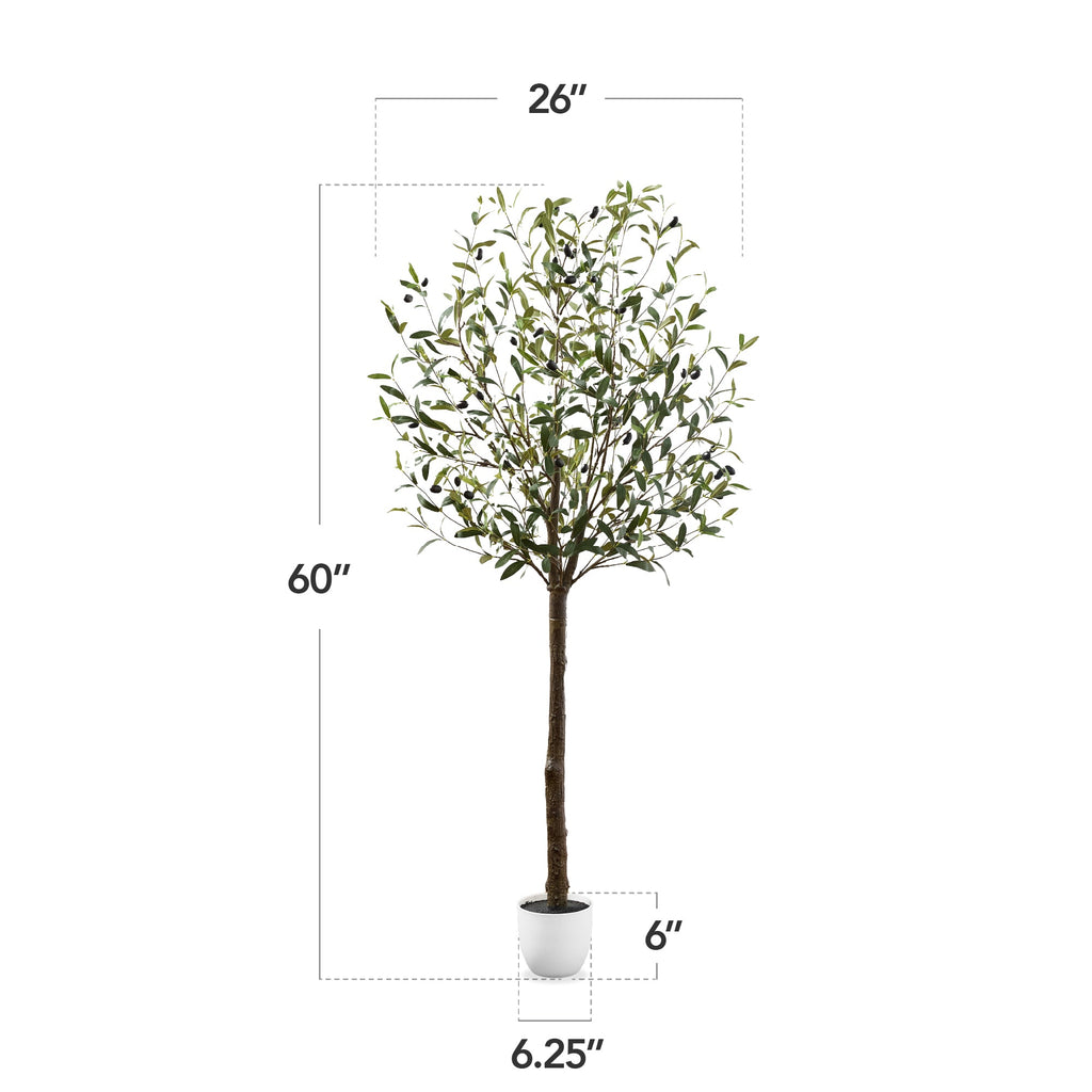 Artificial Olive Tree Lifelike Faux Tree w/ White Pot Decorative Olives