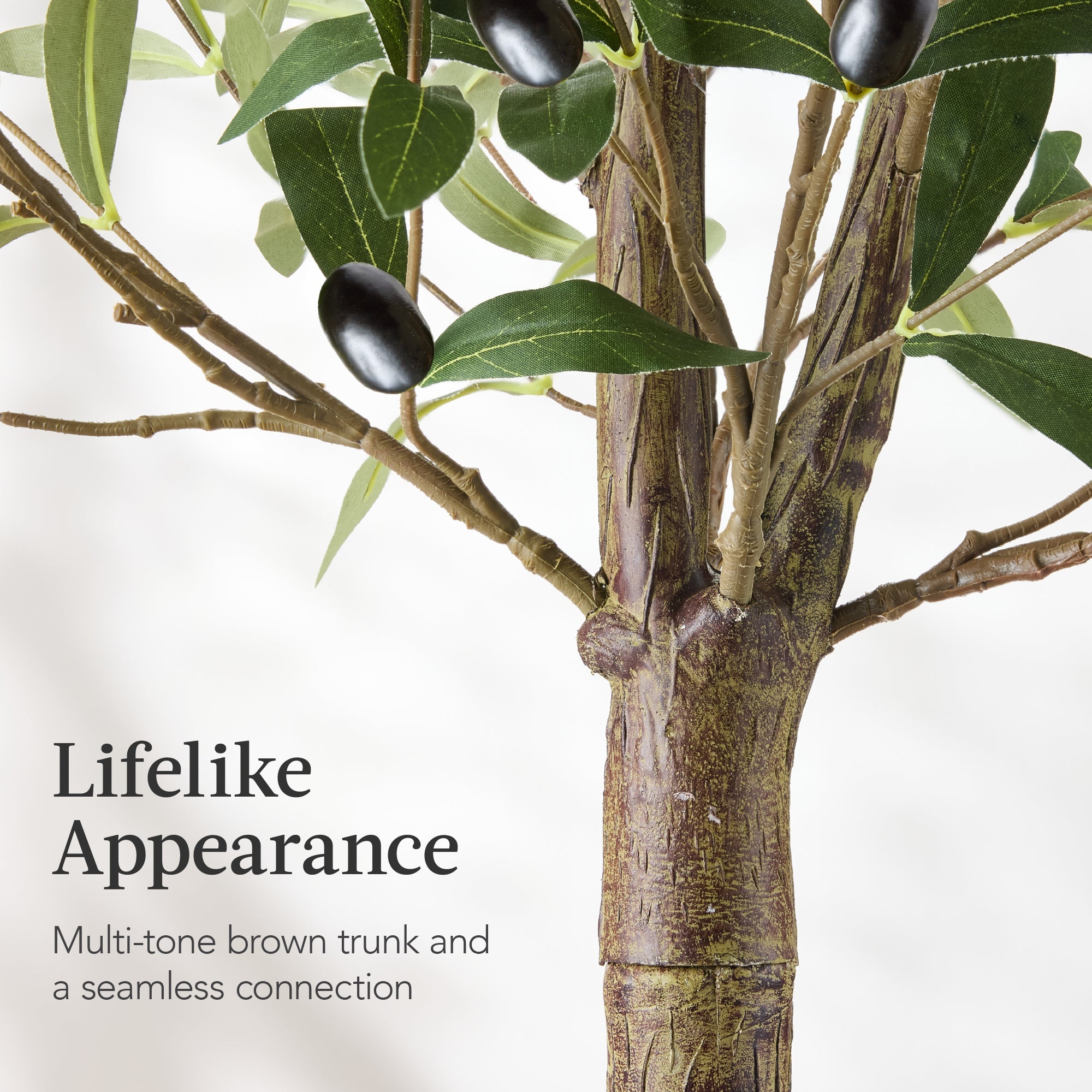 Artificial Olive Tree Lifelike Faux Tree w/ White Pot Decorative Olives