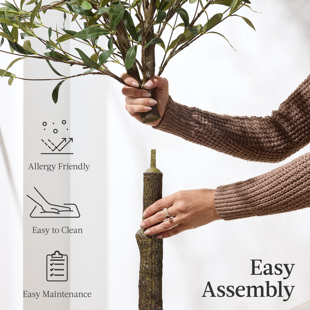 Artificial Olive Tree Lifelike Faux Tree w/ White Pot Decorative Olives
