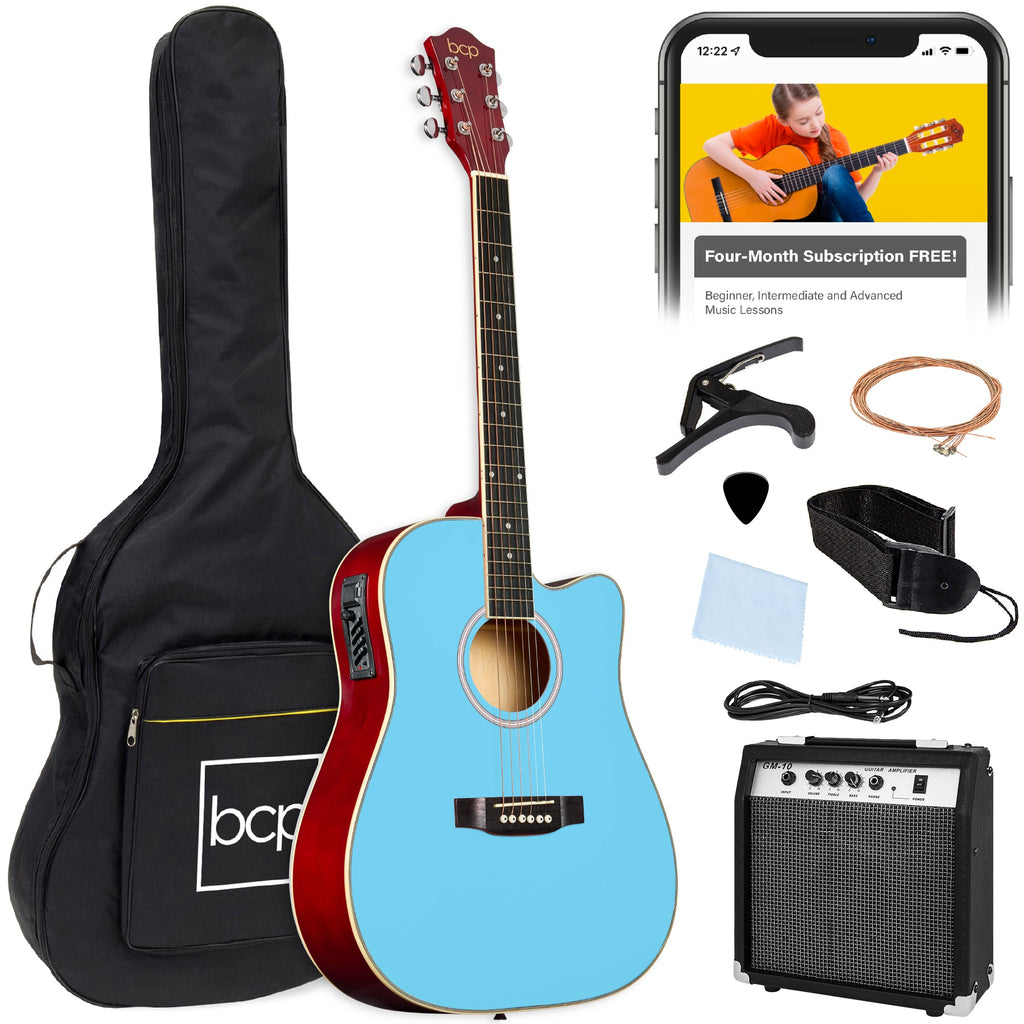 Beginner Acoustic Electric Cutaway Guitar Set w/ Gig Bag Strap - 41in