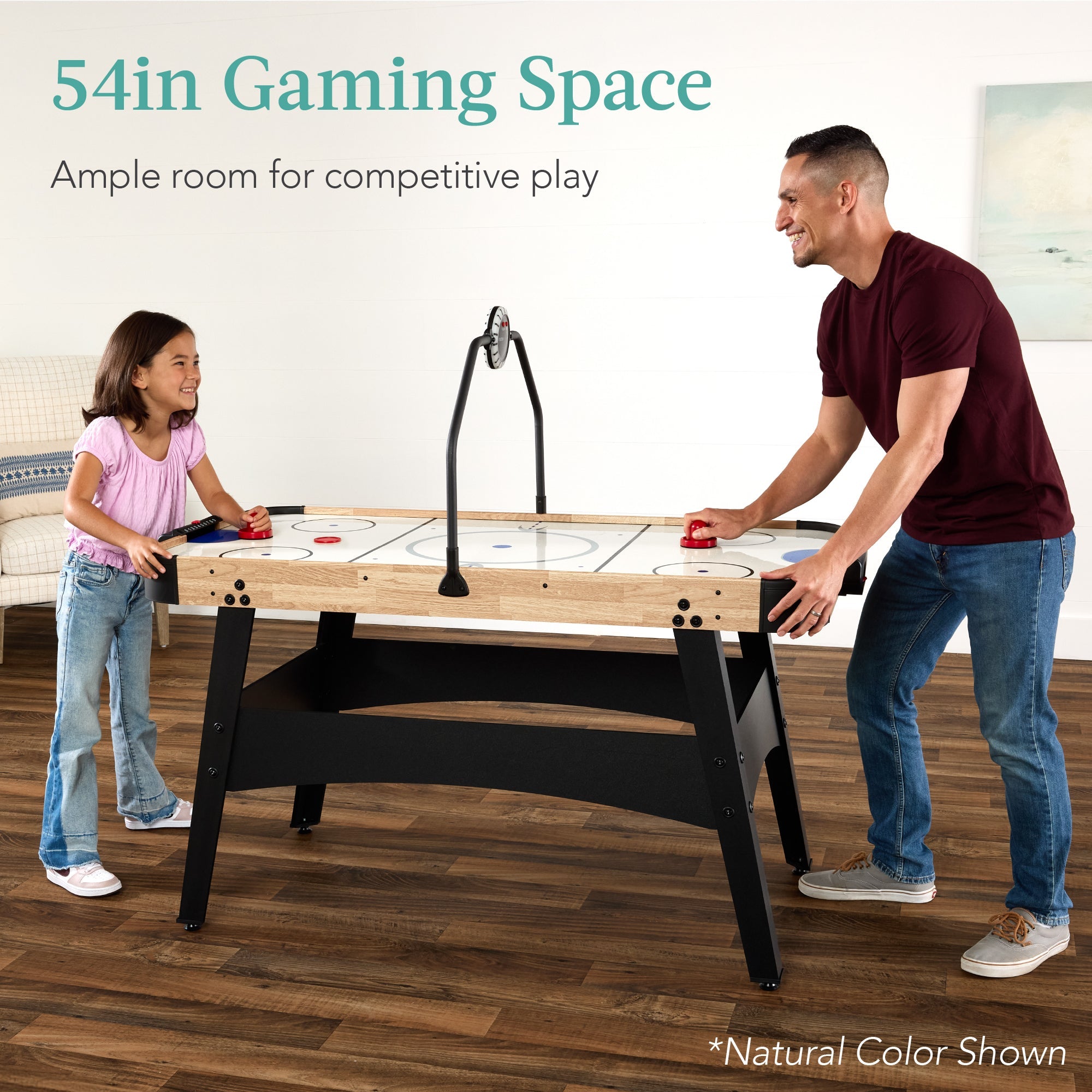 Air Hockey Game Table w/ LED Lights Scoreboard Powerful Motor - 54in