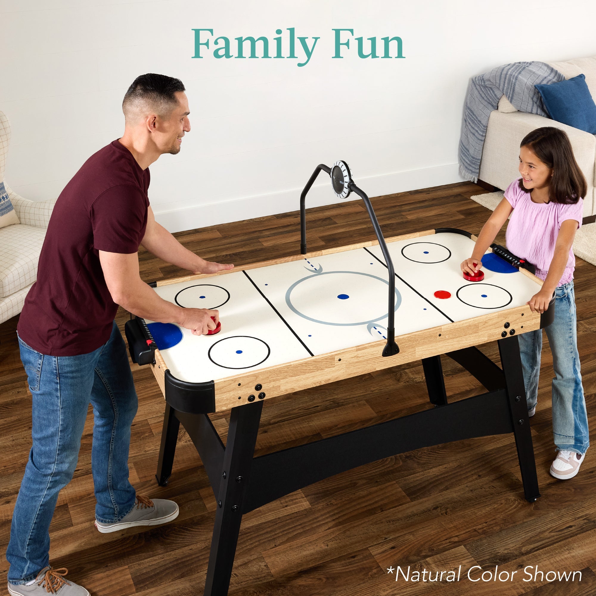 Air Hockey Game Table w/ LED Lights Scoreboard Powerful Motor - 54in