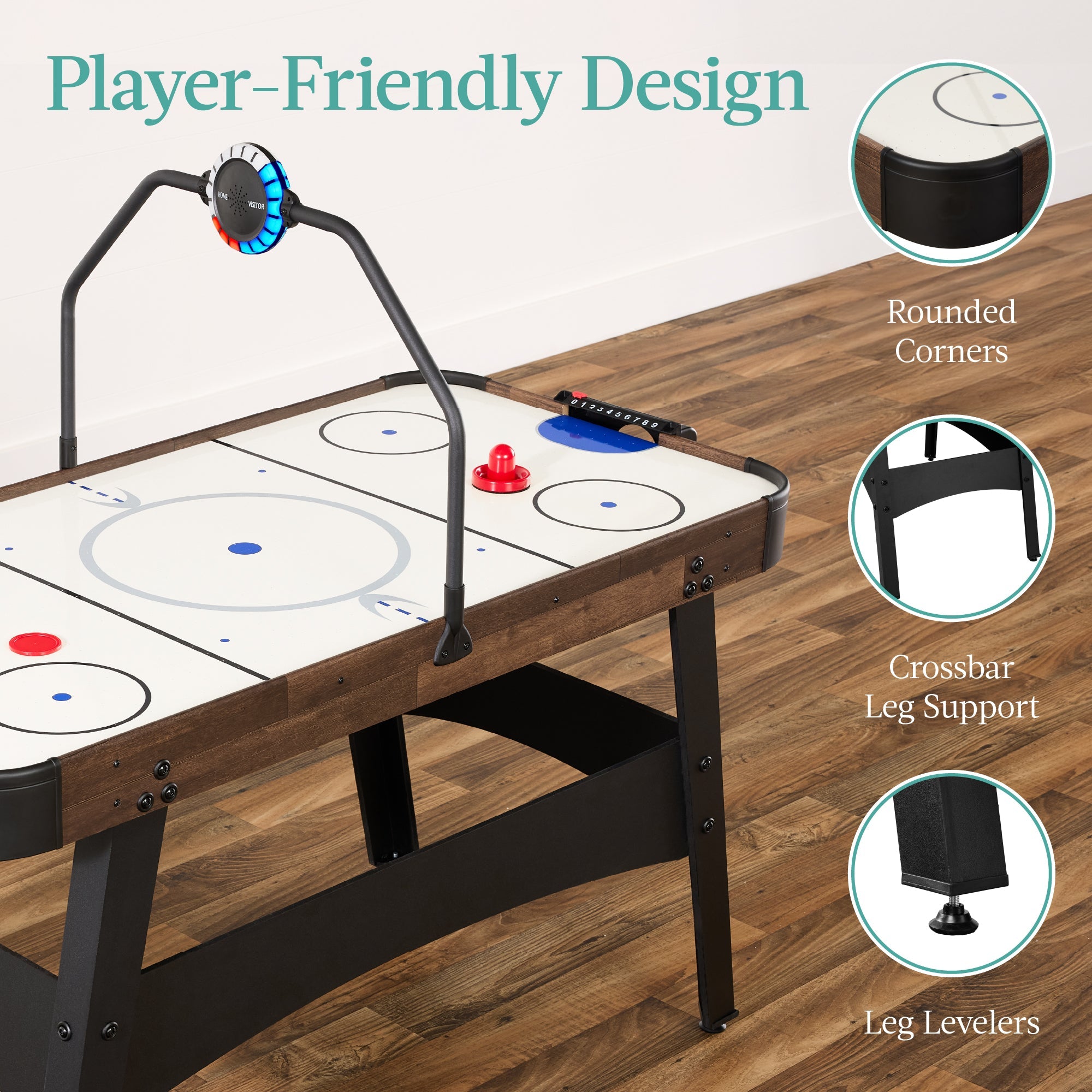 Air Hockey Game Table w/ LED Lights Scoreboard Powerful Motor - 54in