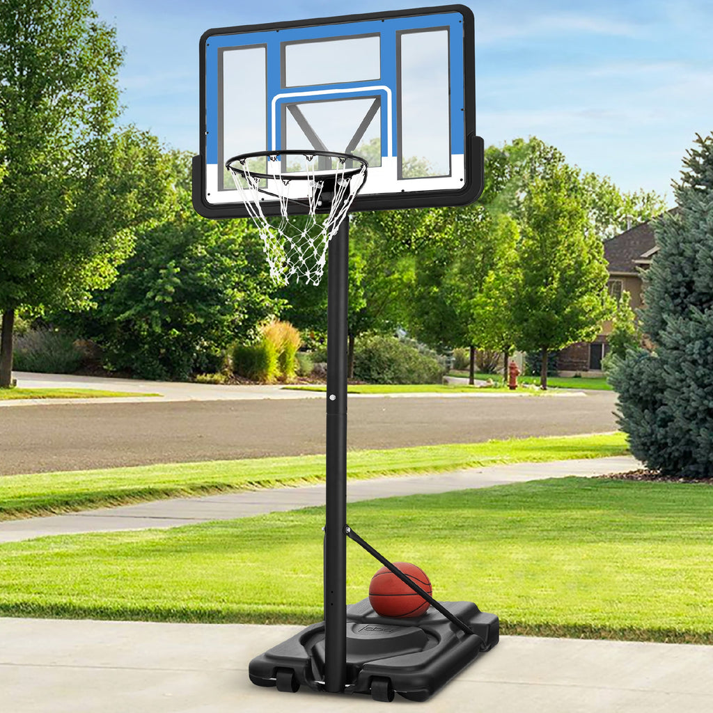Adjustable Regulation-Size Basketball Hoop w/ Fillable Base 2 Wheels